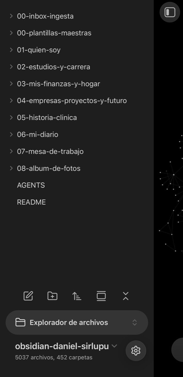 Carpetas principales de mi bitácora personal en Obsidian, sin desplegar su contenido